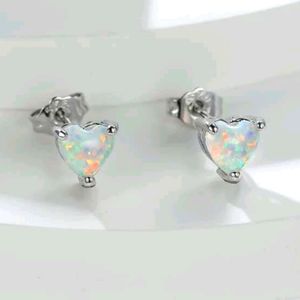 925 Opal Heart Earrings